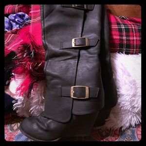 Women’s black buckle high boots size 6.5